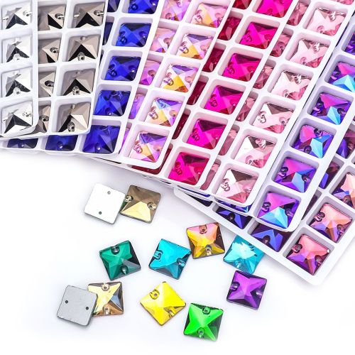 Square Sew-on Glass Rhinestones| Triangular hand sewing awl | jewelry accessorie | sew on rhinestones |acrylic gemstones flat back