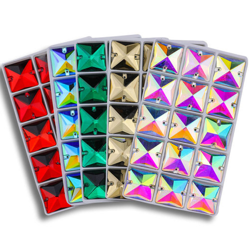 Square Sew-on Glass Rhinestones| Triangular hand sewing awl | jewelry accessorie | sew on rhinestones |acrylic gemstones flat back