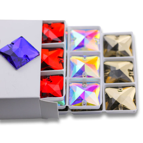 Square Sew-on Glass Rhinestones| Triangular hand sewing awl | jewelry accessorie | sew on rhinestones |acrylic gemstones flat back