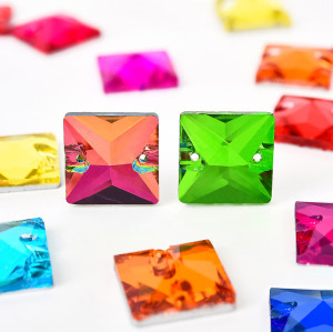 Square Sew-on Glass Rhinestones| Triangular hand sewing awl | jewelry accessorie | sew on rhinestones |acrylic gemstones flat back
