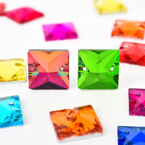 Square Sew-on Glass Rhinestones| Triangular hand sewing awl | jewelry accessorie | sew on rhinestones |acrylic gemstones flat back