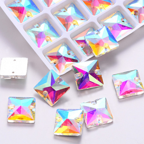 Square Sew-on Glass Rhinestones| Triangular hand sewing awl | jewelry accessorie | sew on rhinestones |acrylic gemstones flat back