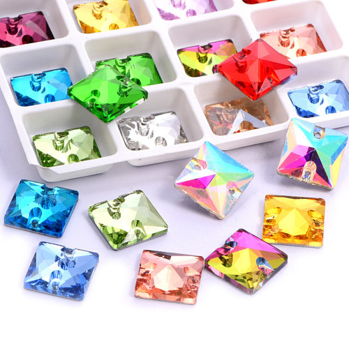 Square Sew-on Glass Rhinestones| Triangular hand sewing awl | jewelry accessorie | sew on rhinestones |acrylic gemstones flat back