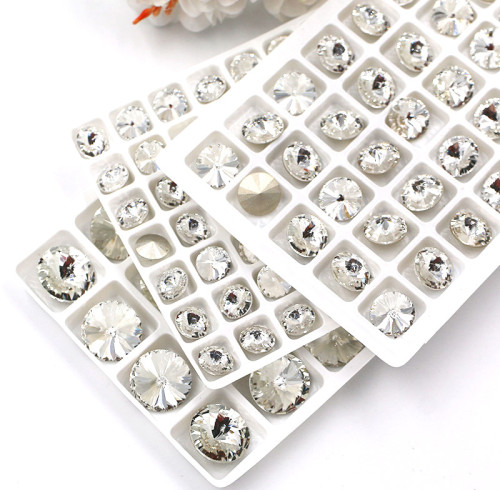 Round Fancy Glass Rhinestones |clear glass rhinestones | glass rhinestones | high quality glass rhinestones |