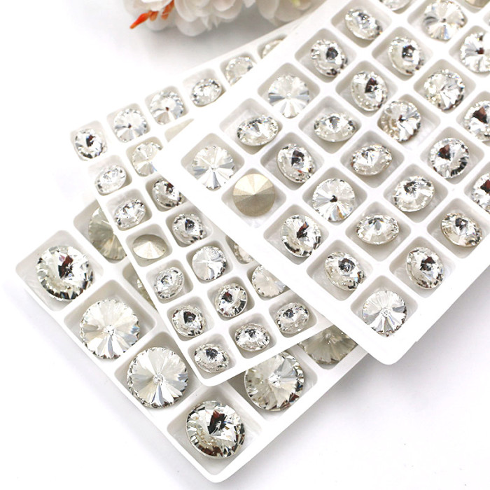 Round Fancy Glass Rhinestones |clear glass rhinestones | glass rhinestones | high quality glass rhinestones |