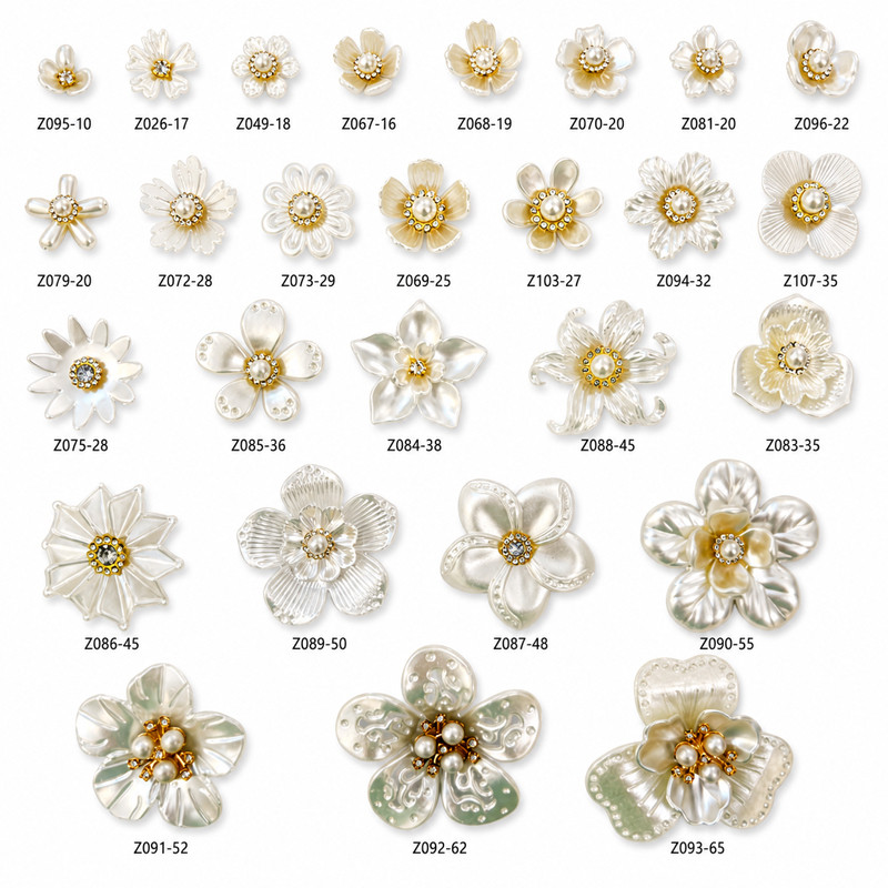 White pearl flower rhinestone style chart