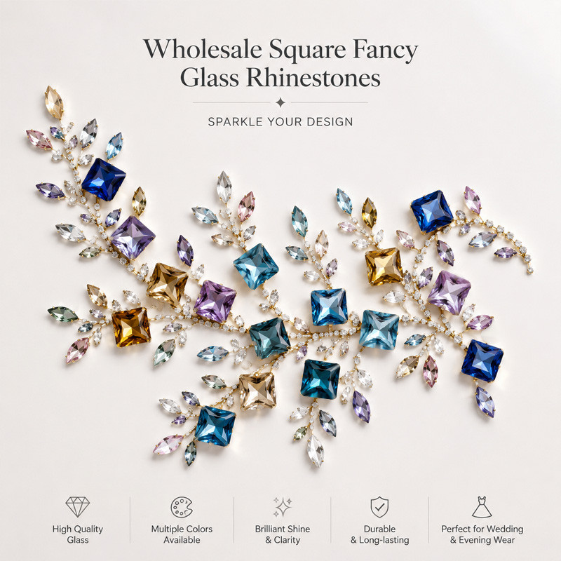Wholesale Square Fancy Glass Rhinestones for Garment Shoes Bags and Fashion Decoration