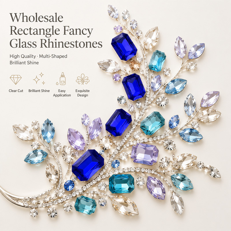 Wholesale Rectangle Fancy Glass Rhinestones for Garment Shoes Bags and Fashion Decoration