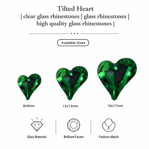 Tilted Heart | clear glass rhinestones | glass rhinestones high quality glass rhinestones |
