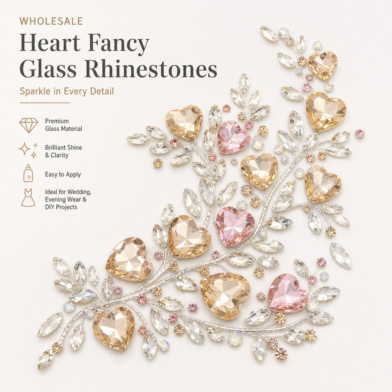 Wholesale Heart Fancy Glass Rhinestones for Garment Shoes Bags and Fashion Decoration