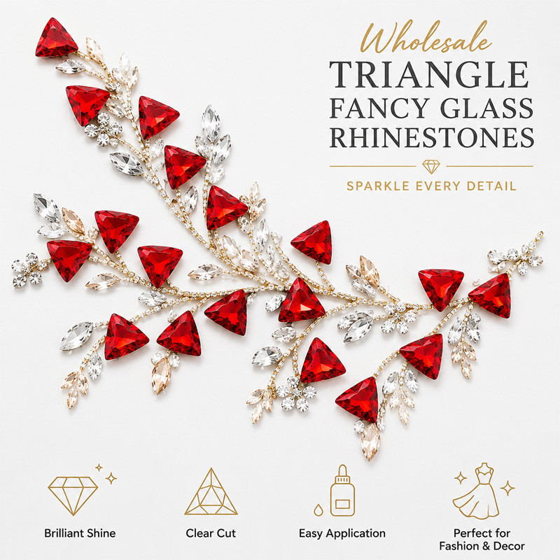 Wholesale Triangle Fancy Glass Rhinestones for Garment Shoes Bags and Fashion Decoration