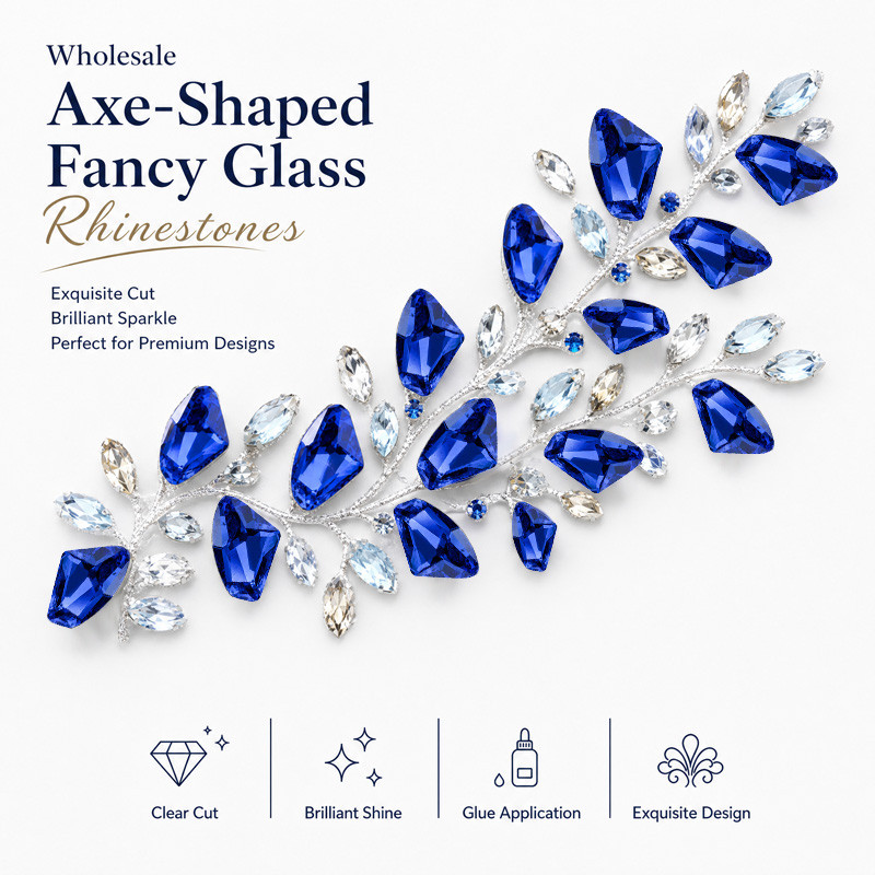 Wholesale Axe-Shaped Fancy Glass Rhinestones for Garment Shoes Bags and Fashion Decoration