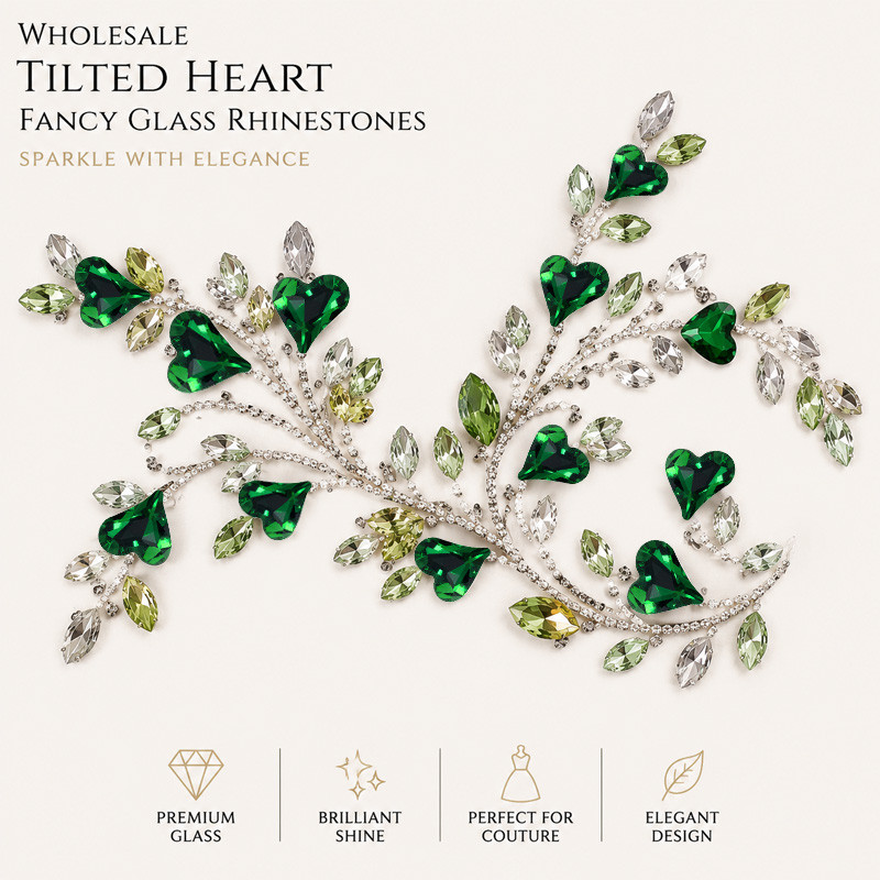 Wholesale Tilted Heart Fancy Glass Rhinestones for Garment Shoes Bags and Fashion Decoration