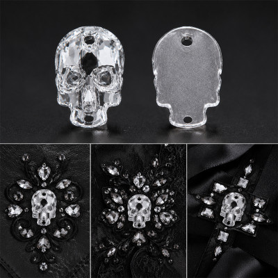 G&J Wholesale Skull Glass Sew-On Stone