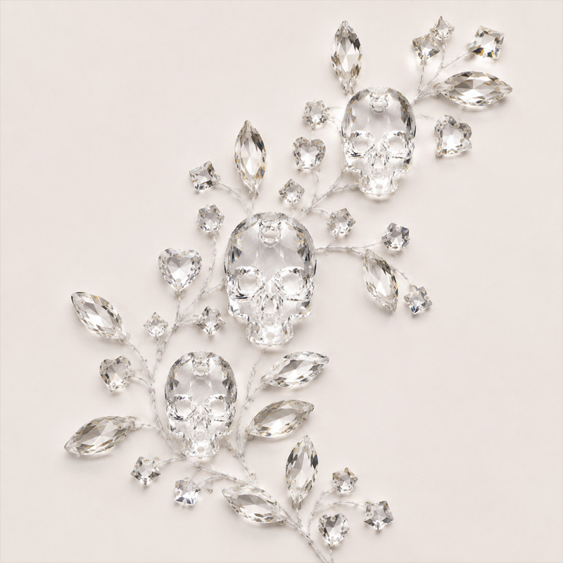 G&J Skull Glass Sew-On Stones, Skull-Shaped Crystals With Sewing Holes, Edgy Embellishment For Swimwear, Wedding Gown, Latin Stage Costume & Stretch Fabric