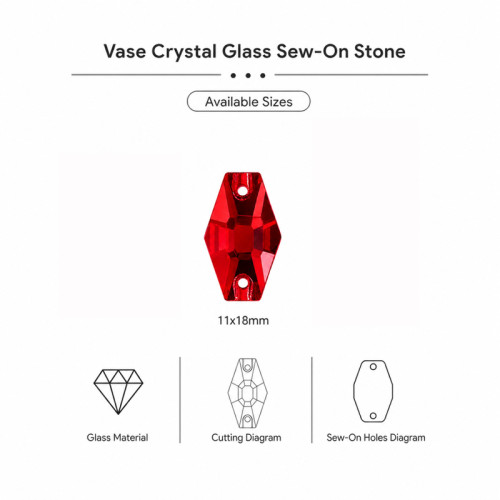 G&J Wholesale Vase Glass Sew-On Stone