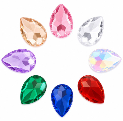 Teardrop Chamfered Acrylic Rhinestones for Garments, Shoes and Bags