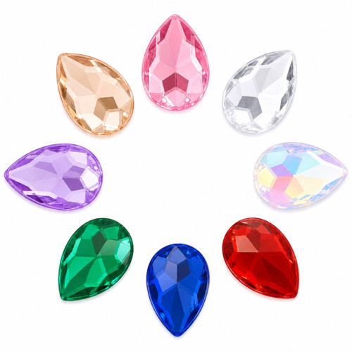 Teardrop Chamfered Acrylic Rhinestones for Garments, Shoes and Bags