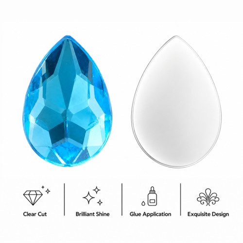Teardrop Chamfered Acrylic Rhinestones for Garments, Shoes and Bags