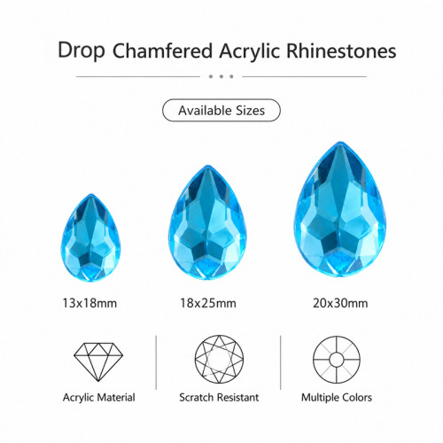 Teardrop Chamfered Acrylic Rhinestones for Garments, Shoes and Bags