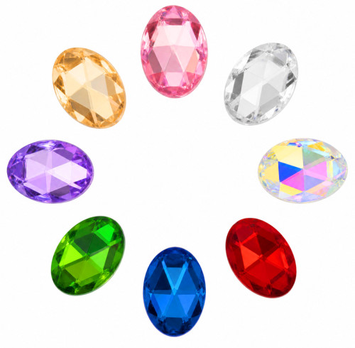 Oval Chamfered Acrylic Rhinestones for Garments, Shoes and Bags