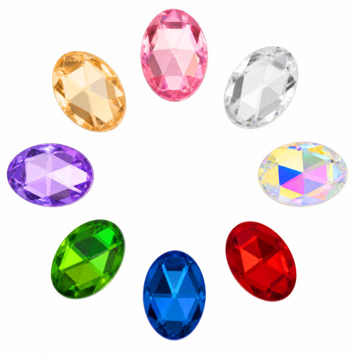 Oval Chamfered Acrylic Rhinestones for Garments, Shoes and Bags