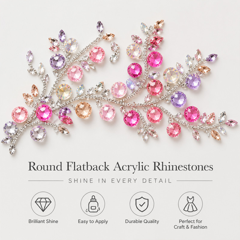 Round chamfered acrylic rhinestones for garments, shoes and bags