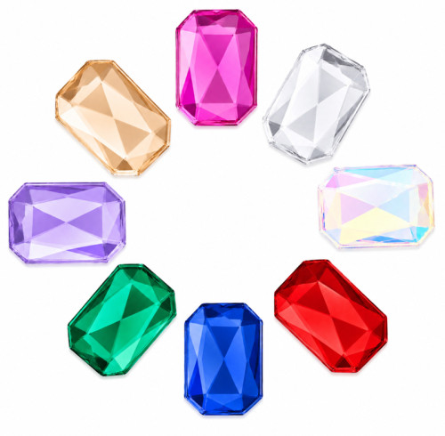 Rectangle Chamfered Acrylic Rhinestones for Garments, Shoes and Bags