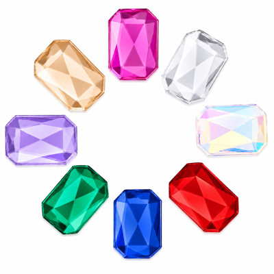 Rectangle Chamfered Acrylic Rhinestones for Garments, Shoes and Bags