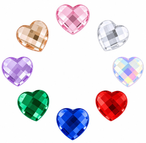 Heart Cabochon Acrylic Rhinestones for Garments, Shoes and Bags