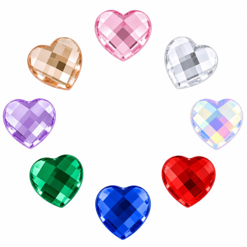 Heart Cabochon Acrylic Rhinestones