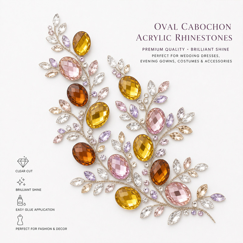 Oval cabochon acrylic rhinestones for toys, dancewear, stage costumes and accessories