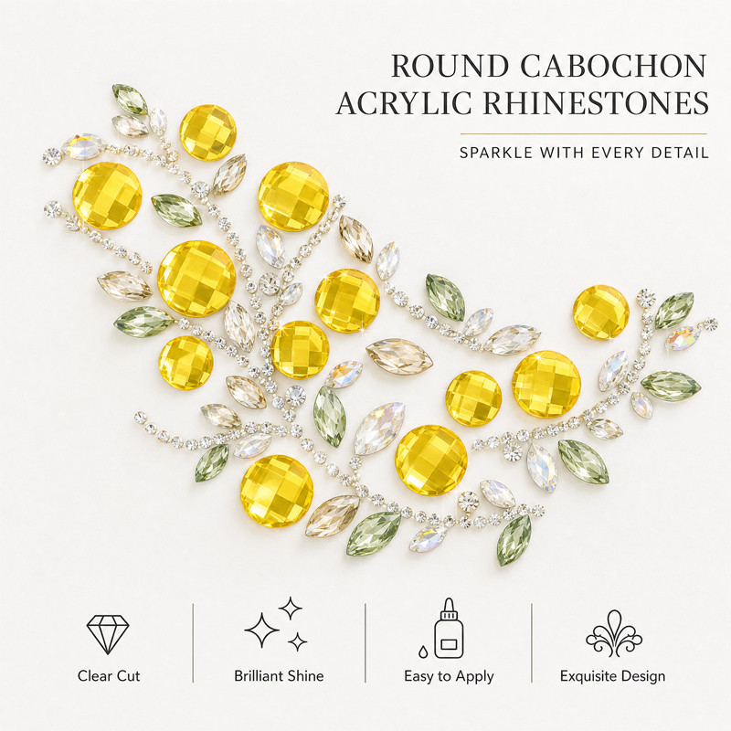 Round cabochon acrylic rhinestones for toys, dancewear, stage costumes and accessories