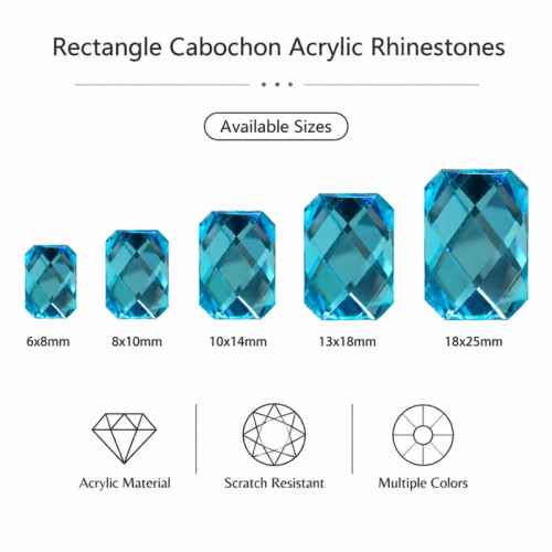 Rectangle Cabochon Acrylic Rhinestones