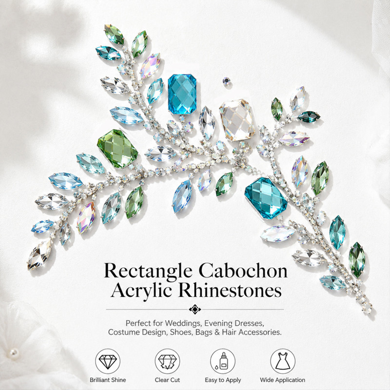 Rectangle cabochon acrylic rhinestones for toys, dancewear, stage costumes and accessories