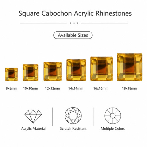 Square Cabochon Acrylic Rhinestones