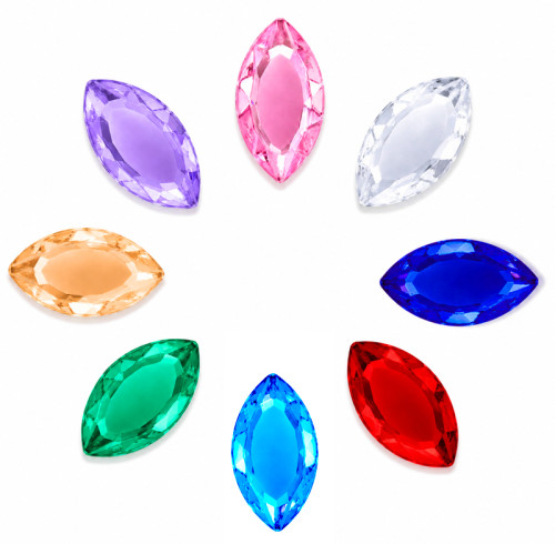 Flat Cut Navette Acrylic Rhinestones