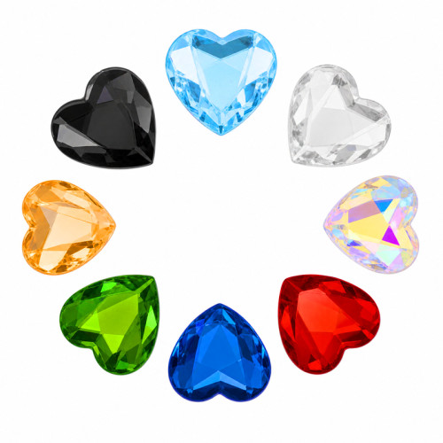Flat Cut Heart Acrylic Rhinestones