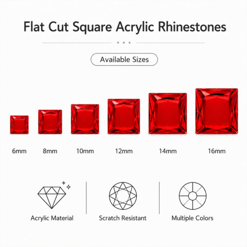 Flat Cut Square Acrylic Rhinestones