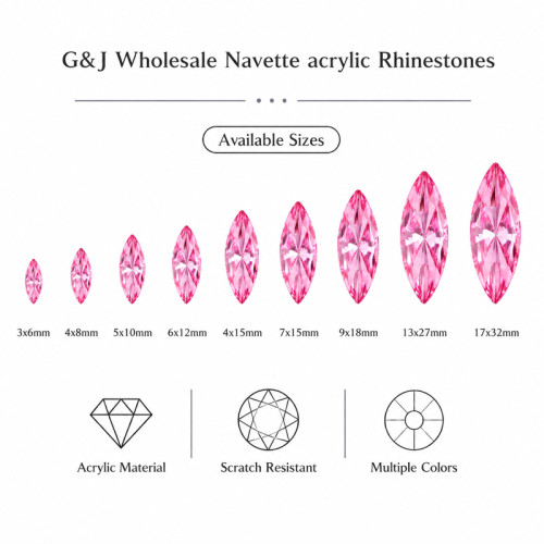 Wholesale Navette Pointed Back Acrylic Rhinestones