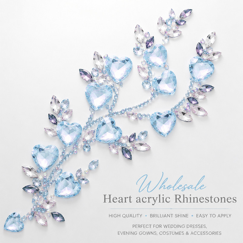 Heart pointed back acrylic rhinestones for toys, dancewear, stage costumes and accessories