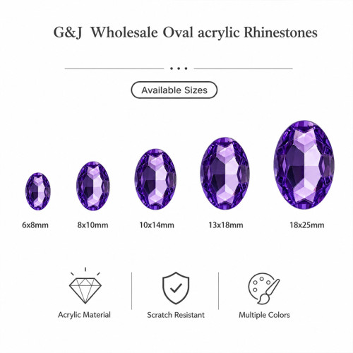 Wholesale Oval Pointed Back Acrylic Rhinestones
