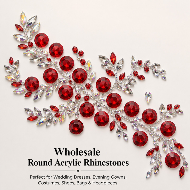 Round pointed back acrylic rhinestones for toys, dancewear, stage costumes and accessories