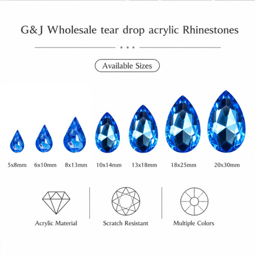 Wholesale Tear Drop Pointed Back Acrylic Rhinestones