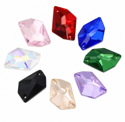 Ice Shape Faceted Acrylic Sew-On Rhinestones Two-Hole