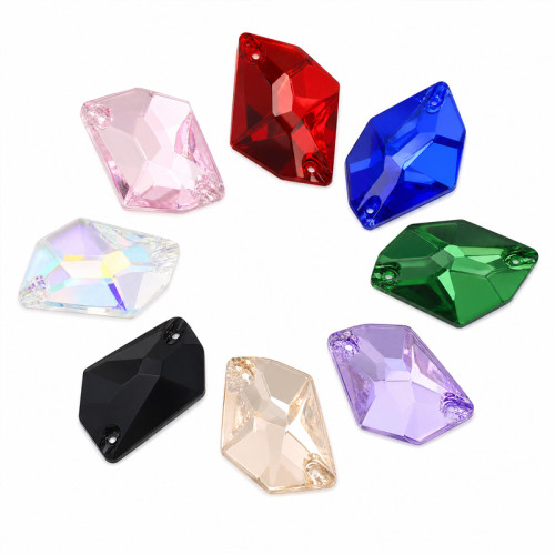 Ice Shape Faceted Acrylic Sew-On Rhinestones Two-Hole