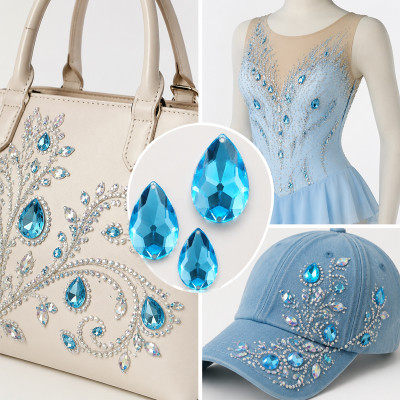 Tear drop Chamfered Acrylic Sew-On Rhinestones Two-Hole