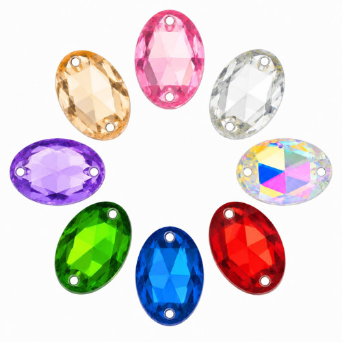 Oval Chamfered Acrylic Sew-On Rhinestones Two-Hole
