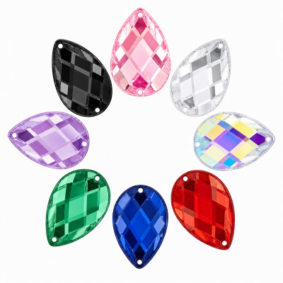 Teardrop Cabochon Acrylic Sew-On Rhinestones Two-Hole