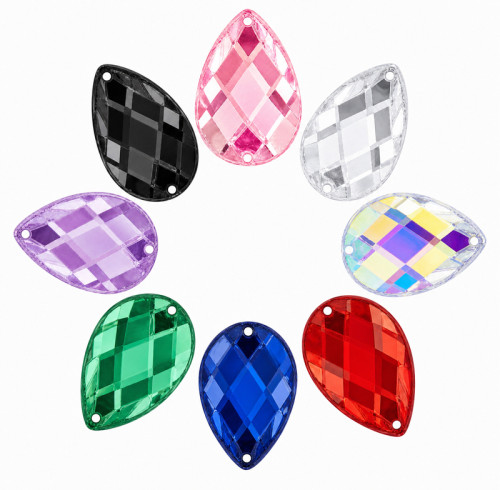 Teardrop Cabochon Acrylic Sew-On Rhinestones Two-Hole